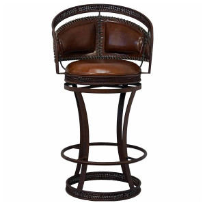 Boseman Leather & Iron Stool