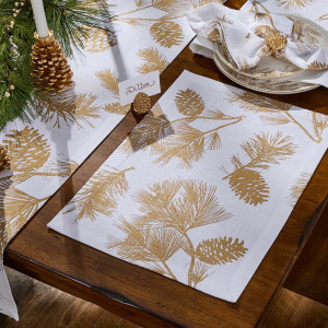 Golden Pine Branch Table Linens