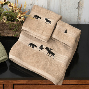 Moose & Bear Woodland Linen Embroidered Towels