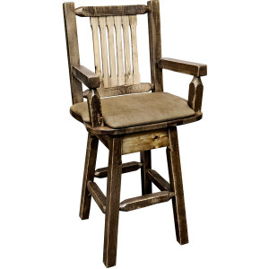 Denver Swivel Captains Barstool with Buckskin Seat