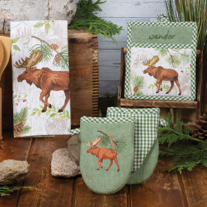 Pine Forest Moose Kitchen Linens