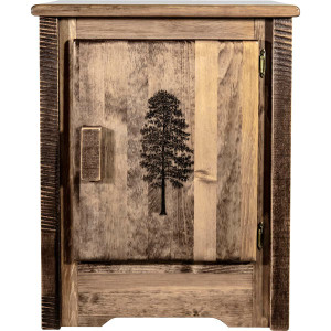 Denver Cabinet with Engraved Pine - Right Hinged