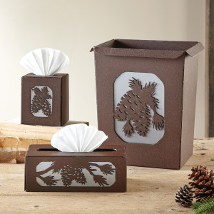 Pinecone Tissue Covers and Waste Basket