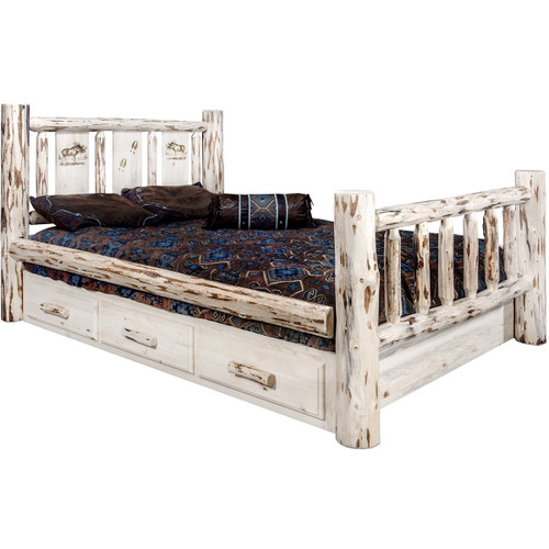 Frontier Storage Bed with Laser-Engraved Moose