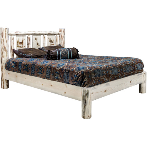 Frontier Platform Bed with Laser-Engraved Elk Frontier Platform Bed with Laser-Engraved Elk