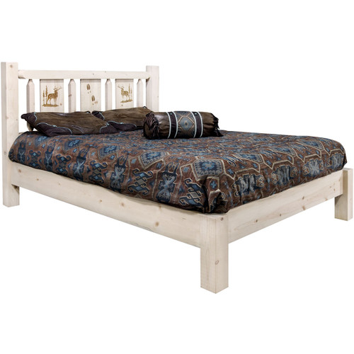 Ranchman's Platform Bed with Laser-Engraved Elk