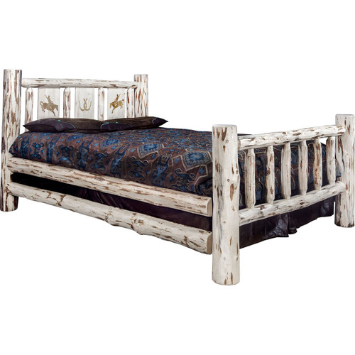 Frontier Bed with Laser-Engraved Bronc Design - Cal King