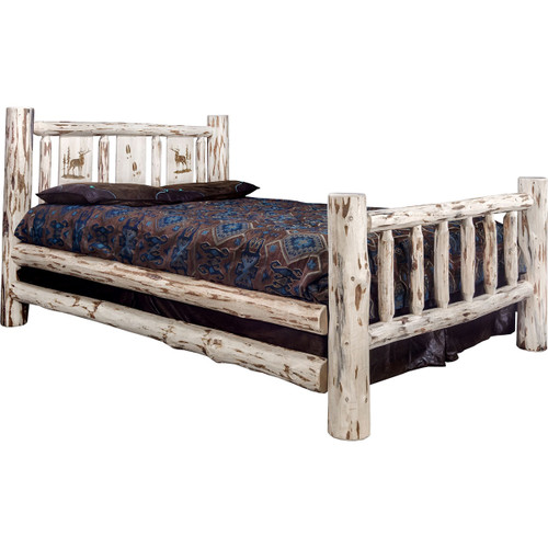 Frontier Bed with Laser-Engraved Elk Design - Queen