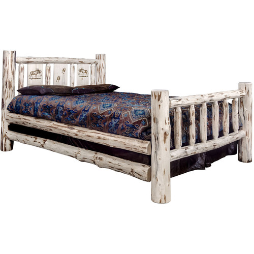 Frontier Bed with Laser-Engraved Moose Design - Cal King