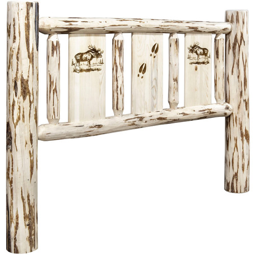 Frontier Headboard with Laser-Engraved Moose Design - King