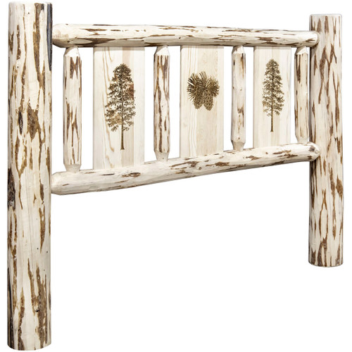 Frontier Headboard with Laser-Engraved Pine Design - Queen