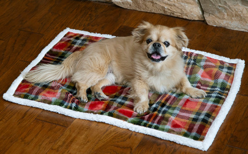 Glasgow Plaid Dog Blanket with White Sherpa - Small/Medium