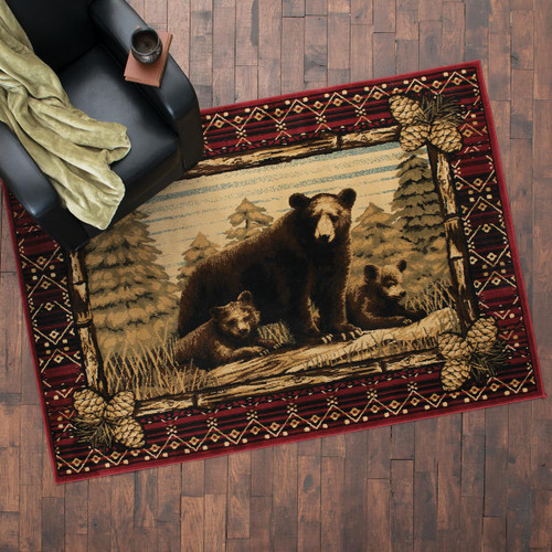 Grizzly Mama & Cubs Rug - 8 x 10