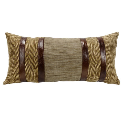 Highland Lodge Herringbone Pillow with Faux Leather Stripes