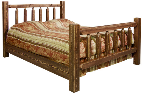 Homestead Queen Log Bed - Stained & Lacquered