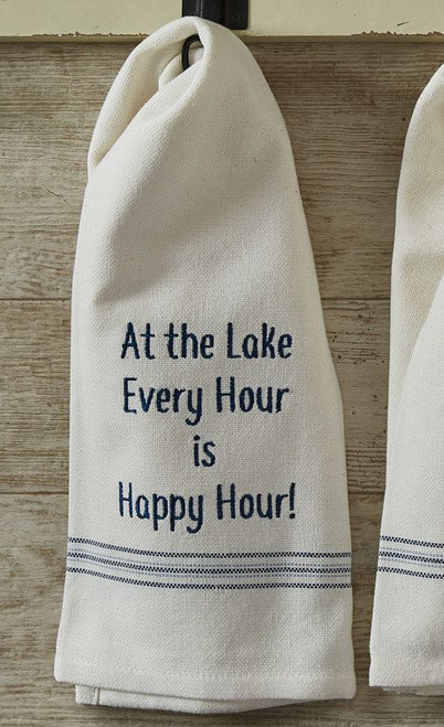Lake Happy Hour Embroidered Dishtowels - Set of 6