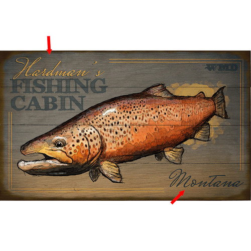 Lakeside Cabin Fish Personalized Sign