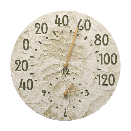 Leaves Indoor/Outdoor Wall Clock & Thermometer - Moss Green