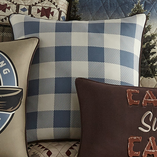 Lodge Blue Check Pillow