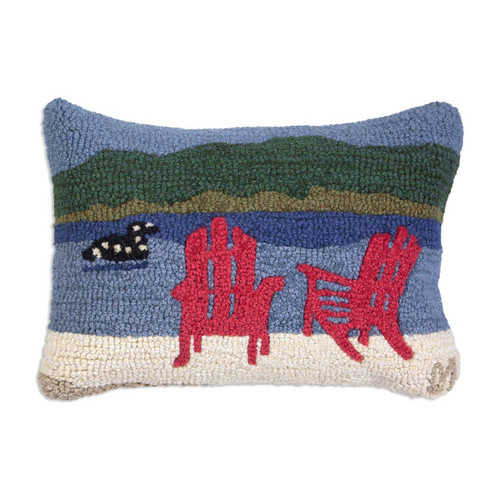 Loon Lake Chairs Hooked Wool Pillow