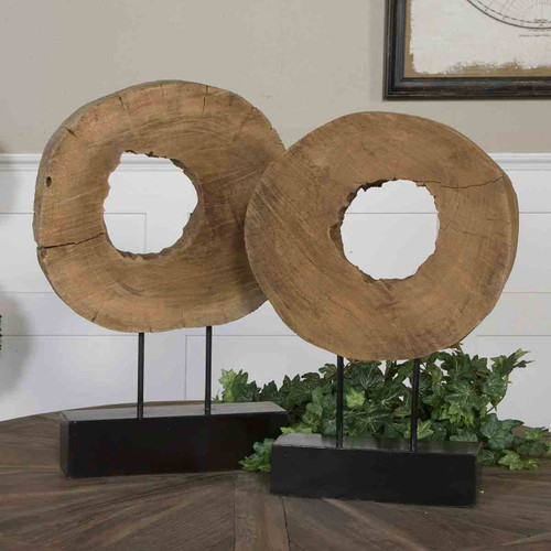 Mango Wood Sculptures - Set of 2