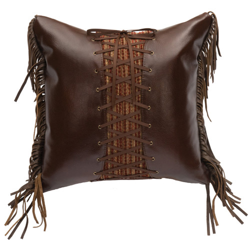 Milady Tawny Faux Leather Laced Pillow