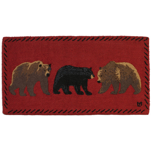 Mixed Bears Hooked Wool Rug
