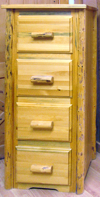 Unfinished Hand-Peeled Rustic4 Drawer File Cabinet