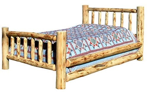 Lacquer Finish Hand-Peeled Rustic King Bed