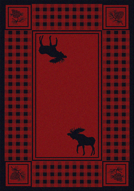 Moose Refuge Red Rug - 3 x 4