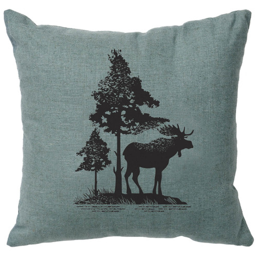 Moose Tree Linen Pillow - Ocean