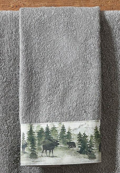 Mystic Forest Moose & Bear Fingertip Towel