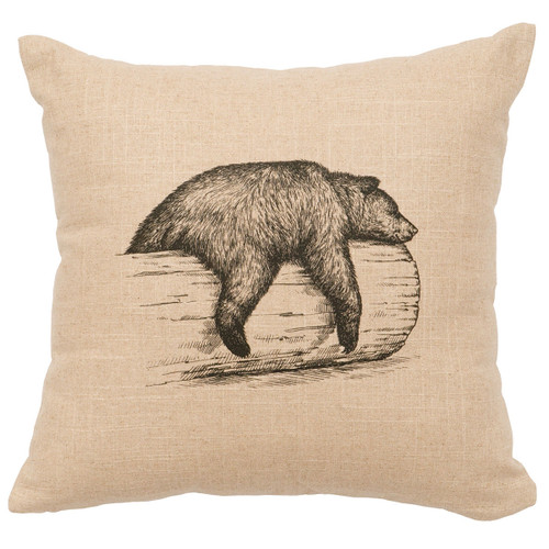 Natural Bear on Log Pillow