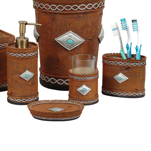 Pinecone & Birch Bath Set (4 pcs) | Black Forest Decor