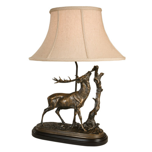 Nibbling Elk Table Lamp with Linen Shade