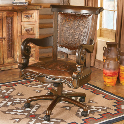 Tooled Leather Western Desk Chair