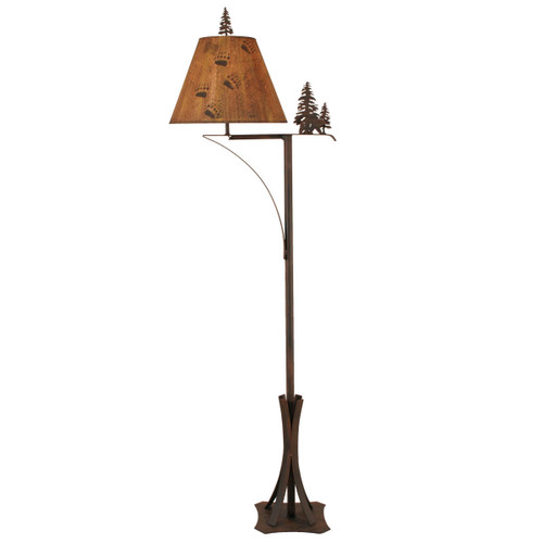 Oxidated Iron Bear and Evergreen Forest Floor Lamp