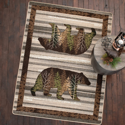 Peaceful Pines Bear Natural Rug - 5 x 8