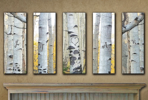 Large Personalized Aspen Wall Art (Set of 5)