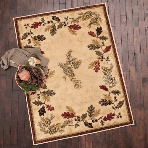 Pinecone & Leaves Rug Collection | Black Forest Decor