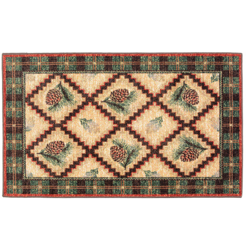 Pinecone & Plaid Bath Rug - 2 x 4