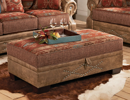 Ranchero Southwestern Large Storage Ottoman