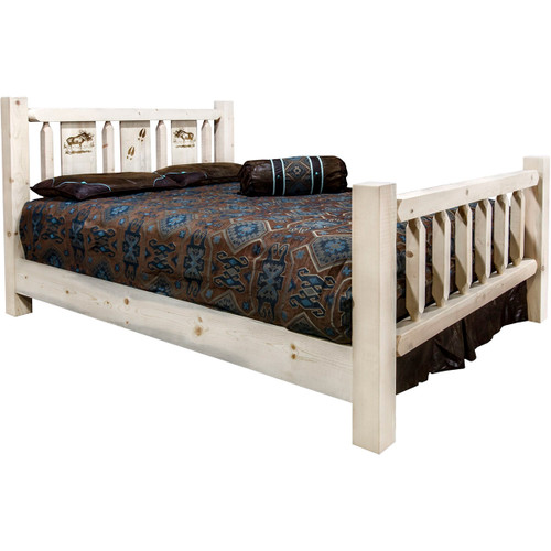 Ranchman's Bed with Laser-Engraved Moose Design - Full