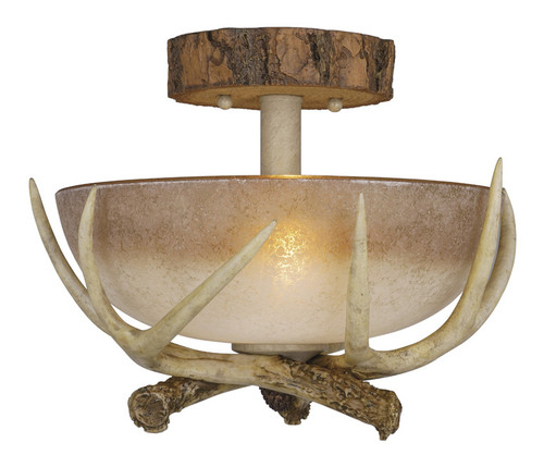 Rustic Antler Semi Flush Ceiling Light - 12 Inch