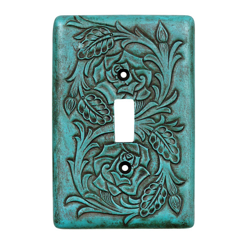 Turquoise Tooled Leather Switch Covers Turquoise Tooled Leather Switch Covers