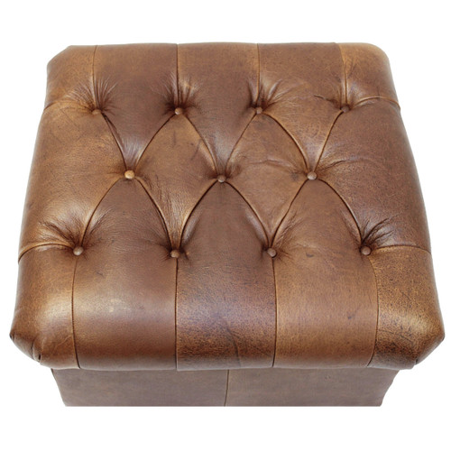 Sitara Leather Ottoman - Walnut