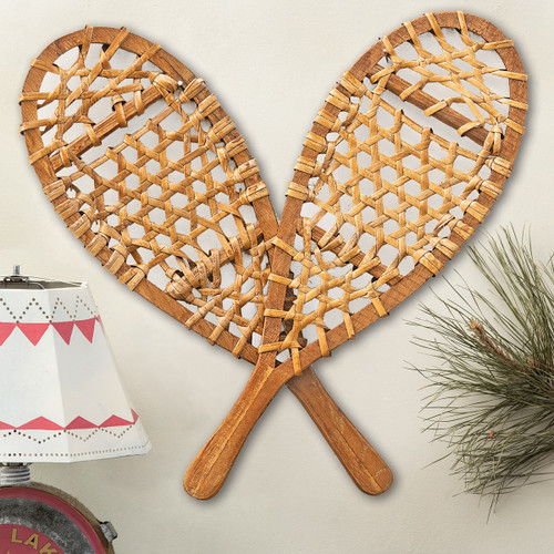 1942 Vintage Handmade Bent Wood and Laced Rawhide Snowshoes - a Pair