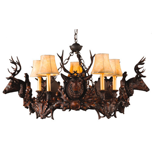 Small Stag Head Chandelier - 5 Light