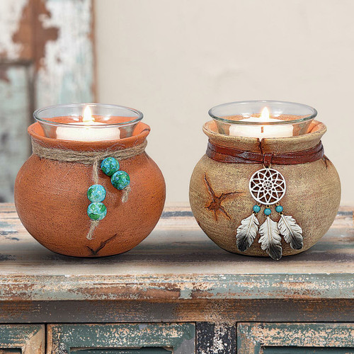 Southwest Pots Candle Holders - Set of 2