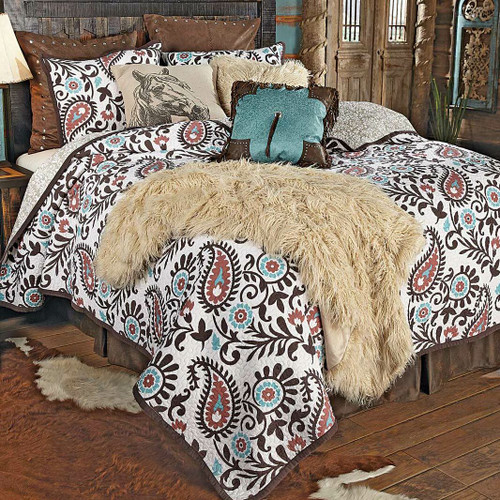 Spiced Paisley Quilt Set King Black Forest Decor